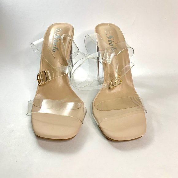 Sheln Clear Chunky Heeled Buckle Strapped Sandals - Picture 2 of 11